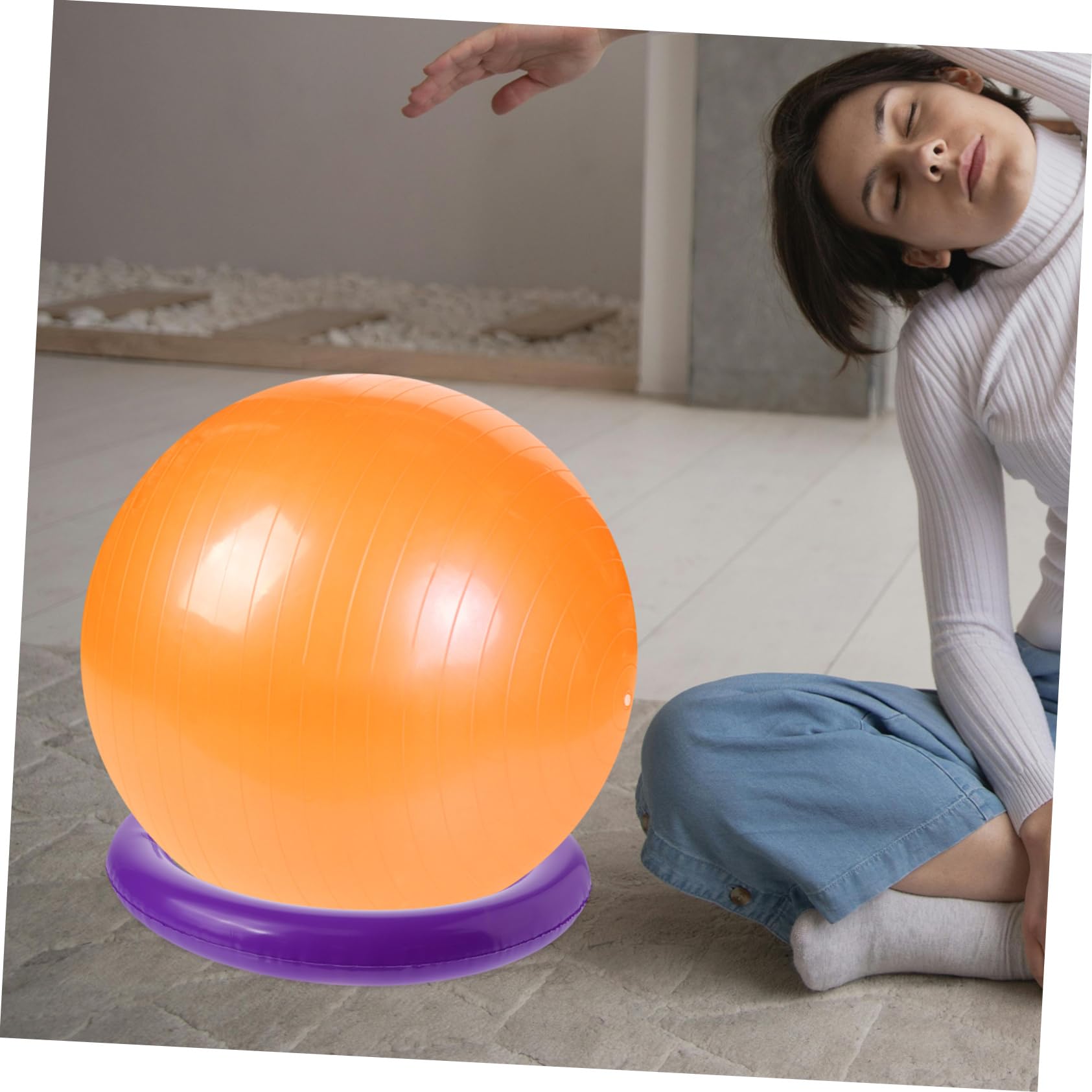 BESPORTBLE Base per Palla Yoga Base a Sfera Gonfiabile Anello Stabilizzante per Palla Yoga Sedile Yoga Base della Palla Fitness Sedia a Sfera per Allenamento PVC Viola,Porpora