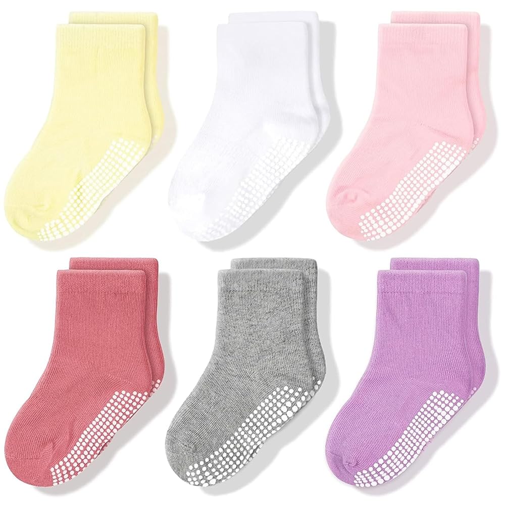 ZIKKU Anti Skid Socks For Kids 1-3 Years - Set Of 12 Grip Socks, Plain