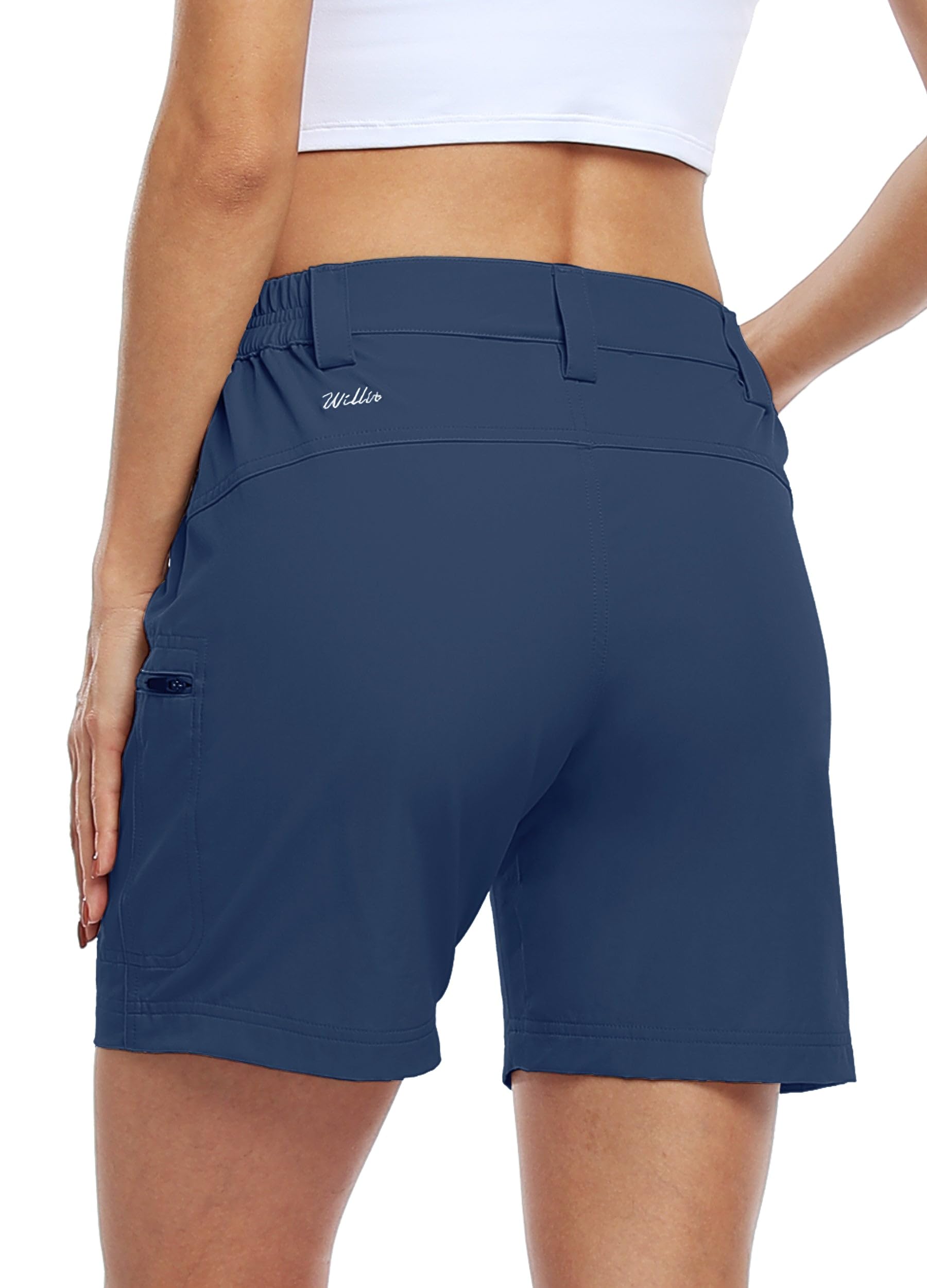 WILLIT Short de randonnée cargo pour femme - Short de golf - Pantalon de randonnée - Short d'été léger - Séchage rapide - Respirant - Avec poches - Imperméable