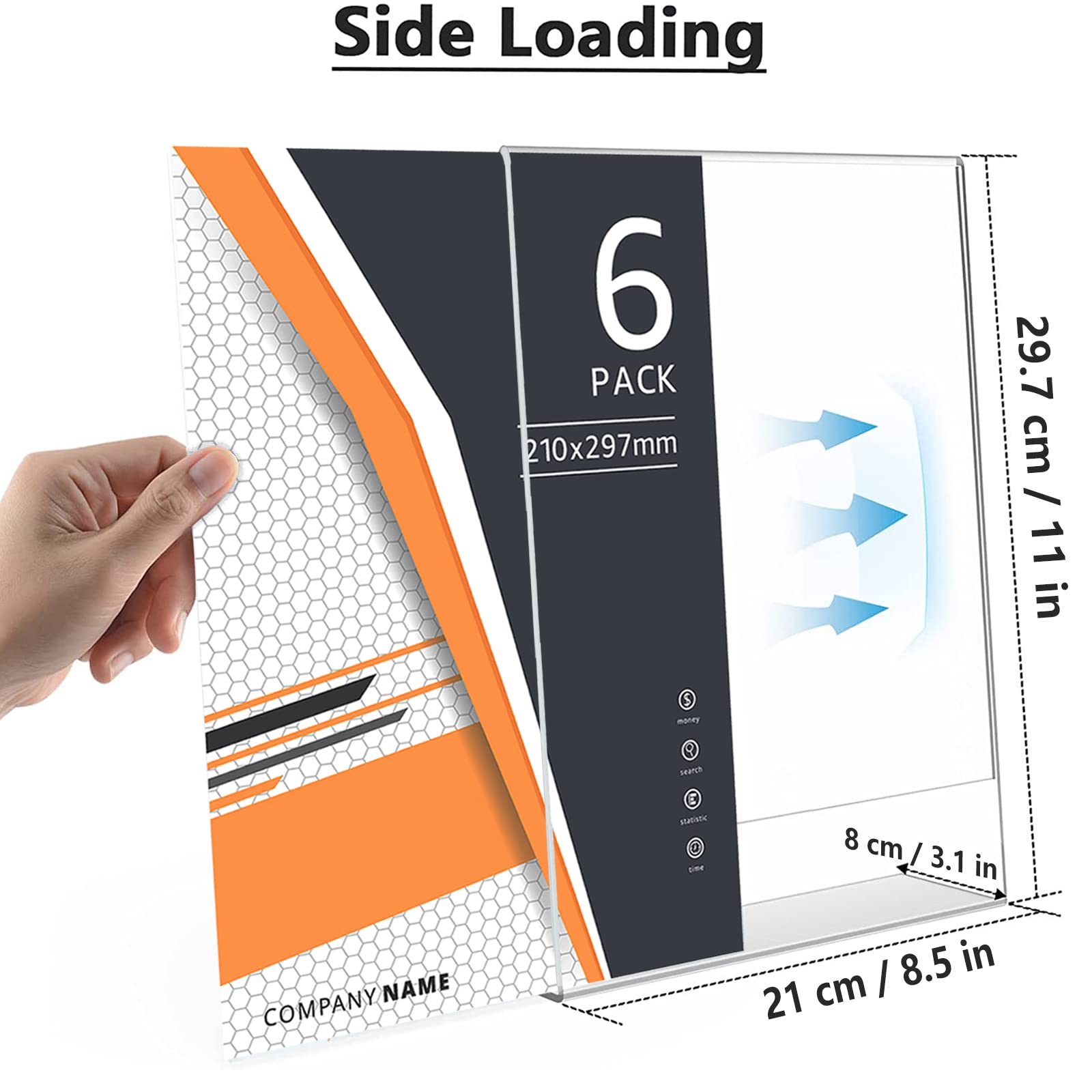 DAGORD 4 stuks A4 staanders transparant reclamestandaard acryl A4 tafelstandaard A4 hoge L-standaard DIN A4 staand L-standaard acryl tafelstandaard schuin voor restaurant, winkel, hotel, toontafel