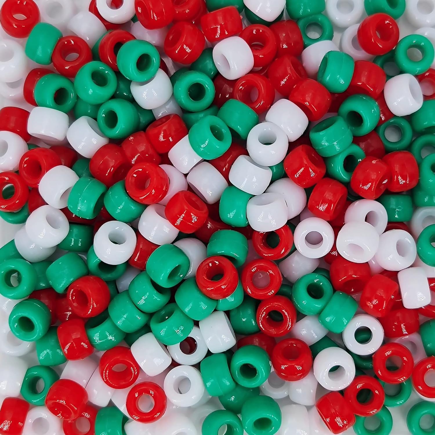 1200 Christmas Pony Beads, Candy Kandi Hair Beads, Christmas Decorations, Jewelry Bracelet Making Kit for Girls, DIY Crafts Necklace Make Party Gifts