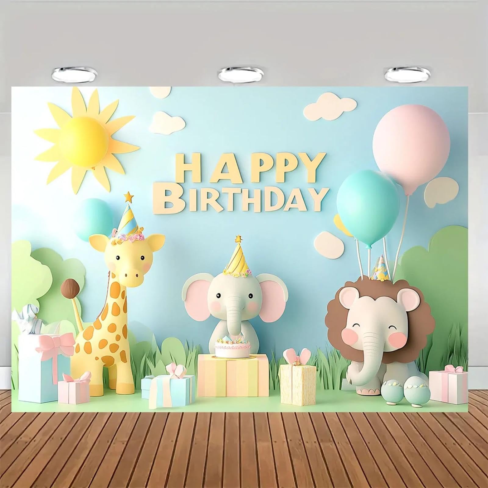 2D płaskie 1 sztuka tło Happy Birthday kreskówka motyw baner na imprezę