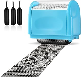 Address Blocker Stamp,Lindastas Wide Roller Stamp,Including 3-Pack Refills Confidential Roller Stamp, Data Defender Anti Theft and Privacy Safety(Blue Stamp + 3 Refills)