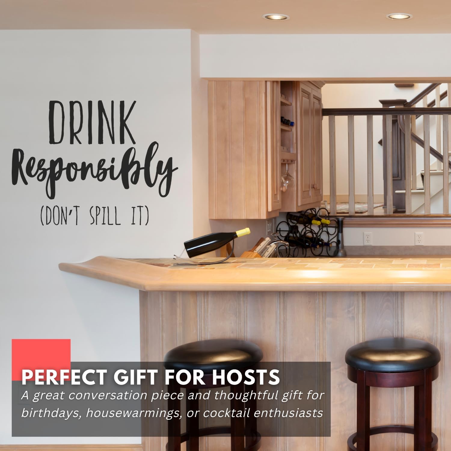 My Vinyl Story - Drink Responsibly - Funny Wall Decal Sticker Quote Art Decor Saying for Home Bar Party Sign Wine Nook Kitchen Drink Station Housewarming Decoration, Removable (Black, 40x30 inches)
