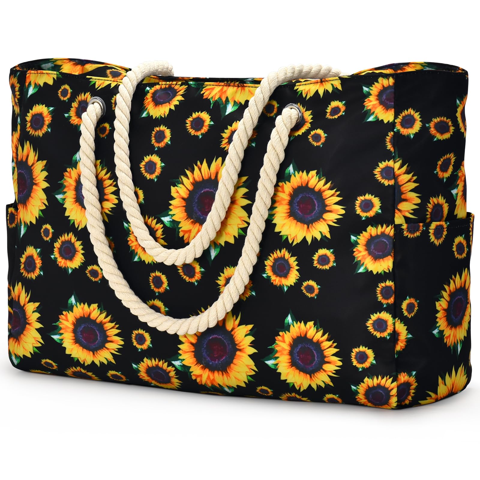 Becokan Beach Bag Large Beach Tote Bag for Women Waterproof Sandproof Swim Pool Bag With Zipper