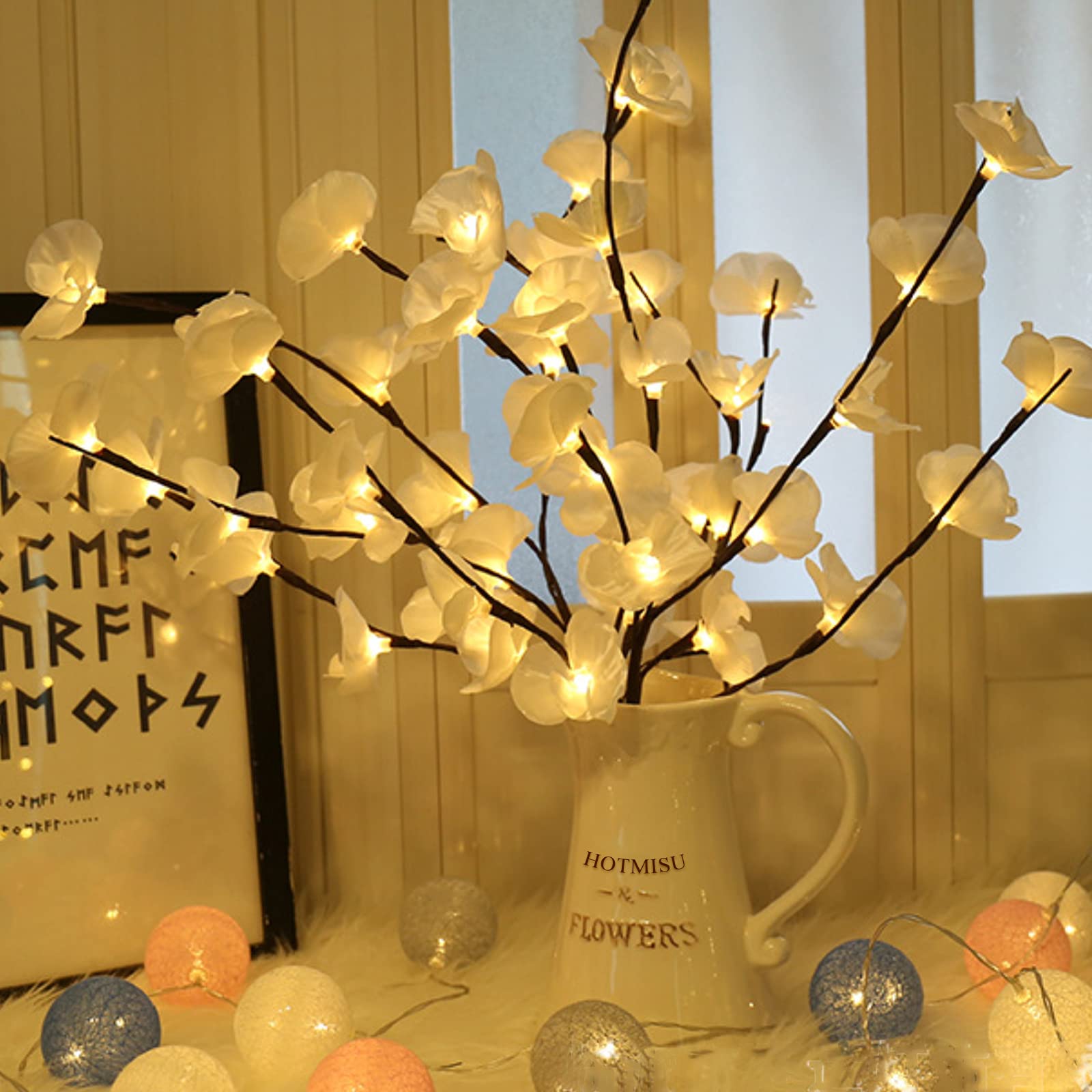 Hotmisu Flowers Branchs Lights-Artificial Phalaenopsis Decorative Lights Flower Shape Light Realistic DIY Floral Decor Artificial Flowers Lamp for