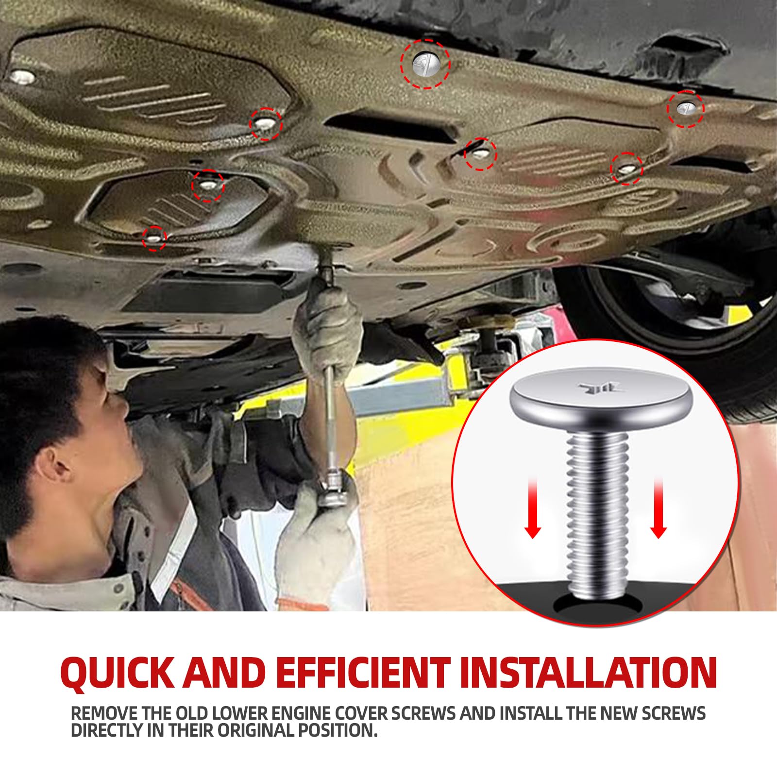 8PCS Engine Splash Shield Hardware Kit, Lower Cover Pin Screws, 90674-TY2-A01 90105-TBA-A00