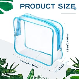 Weewooday 12 Pieces Clear Makeup Bags Cosmetic Storage Bags PVC Zipper Pouches Travel Waterproof Makeup Plastic Case for Women Organizing Toiletries Traveling Bathroom(Large,Blue)