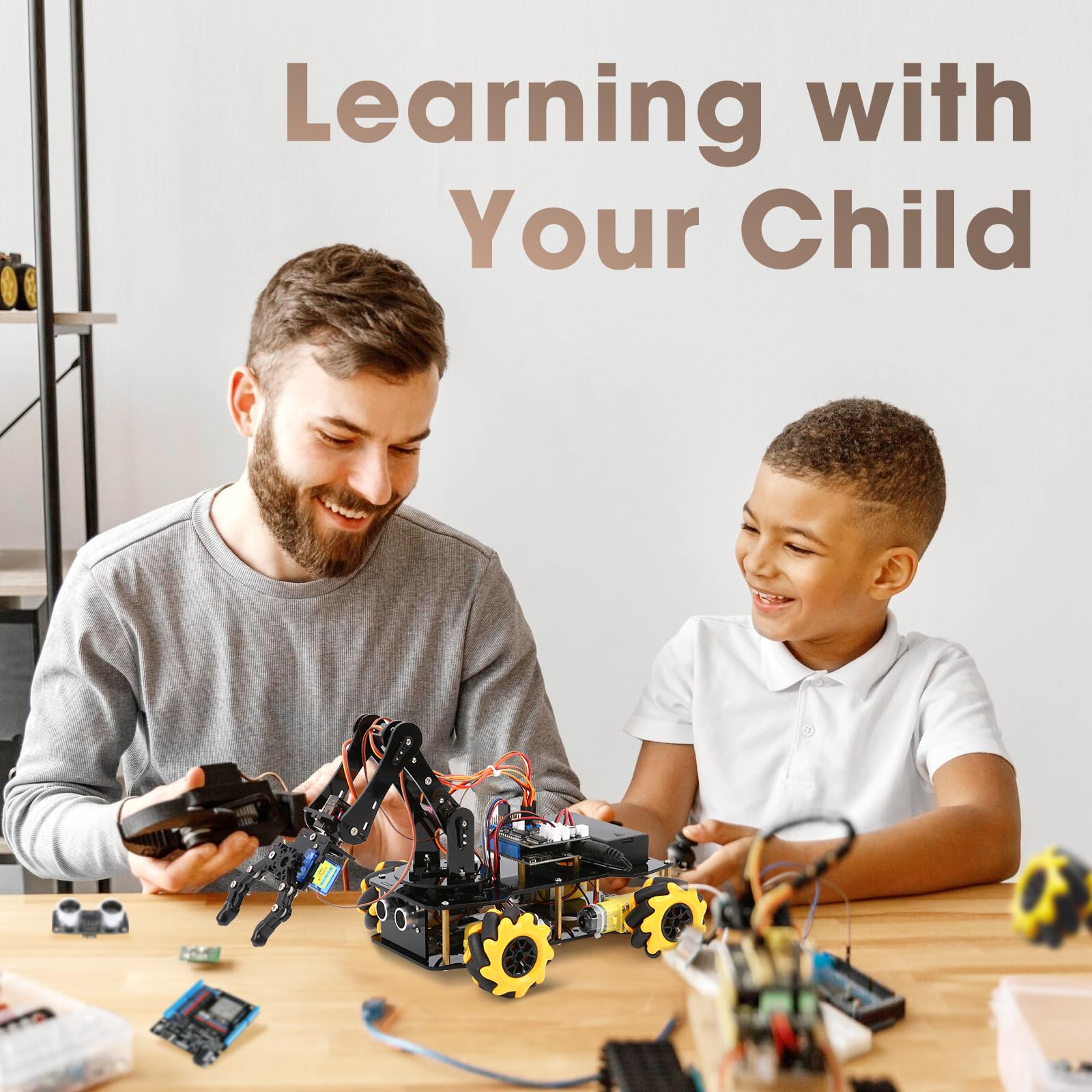 Robotica per bambini dai 8 ai 12 anni, kit di costruzione di auto con braccio robotico intelligente a 5DOF, giocattolo STEM, regalo per ragazzi/adolescenti/adulti, codifica ESP32-Arduino/Python, app e