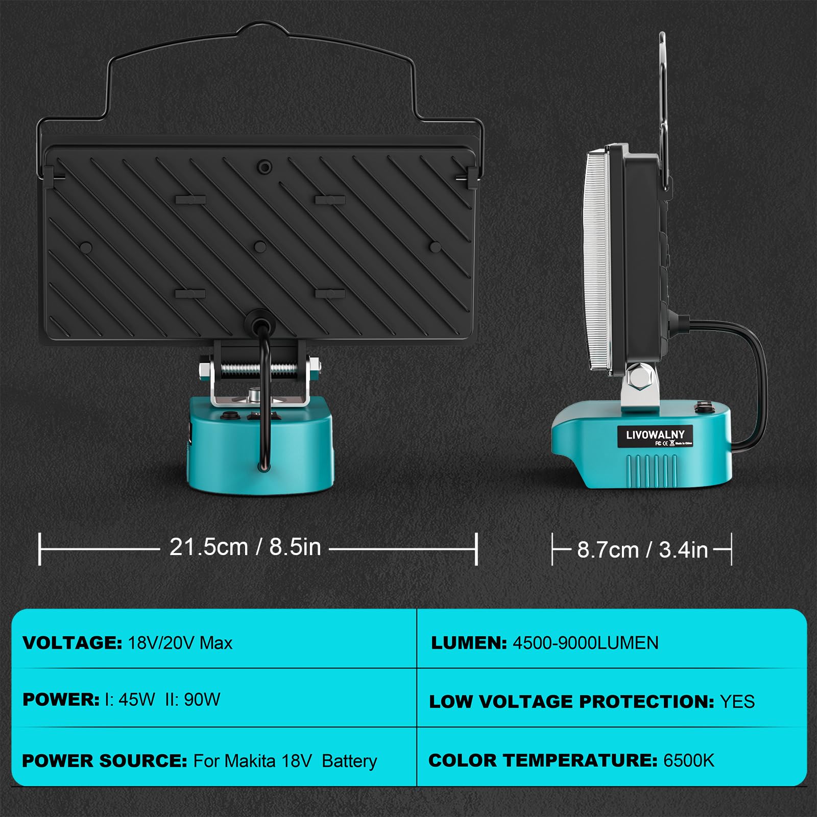 60-90W Für Makita Li-ion Akku LED Arbeitsleuchte 18V - Foto 9