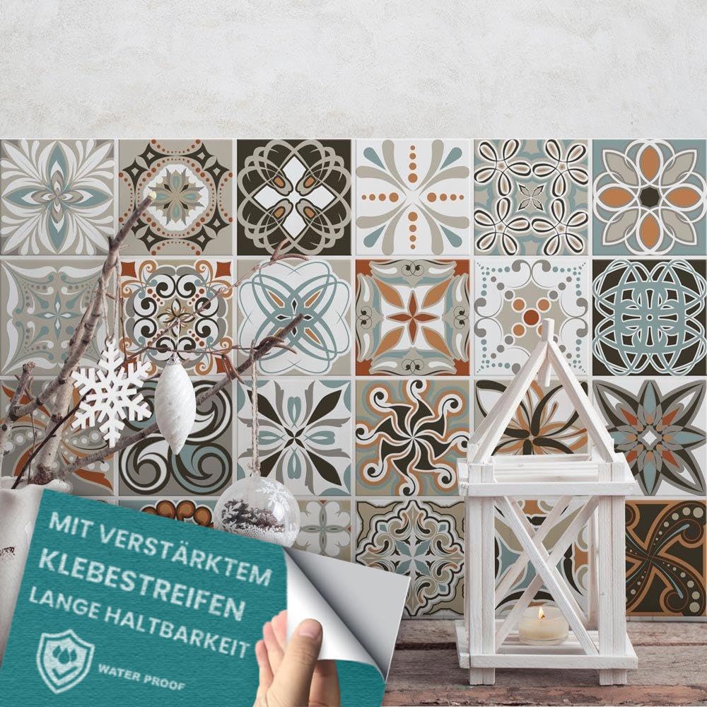 RE-COVERTILES Fliesen-Aufkleber, 24 Stück 20x20 Cm – Peel & Stick, Wasserfest Für Bad & Küche