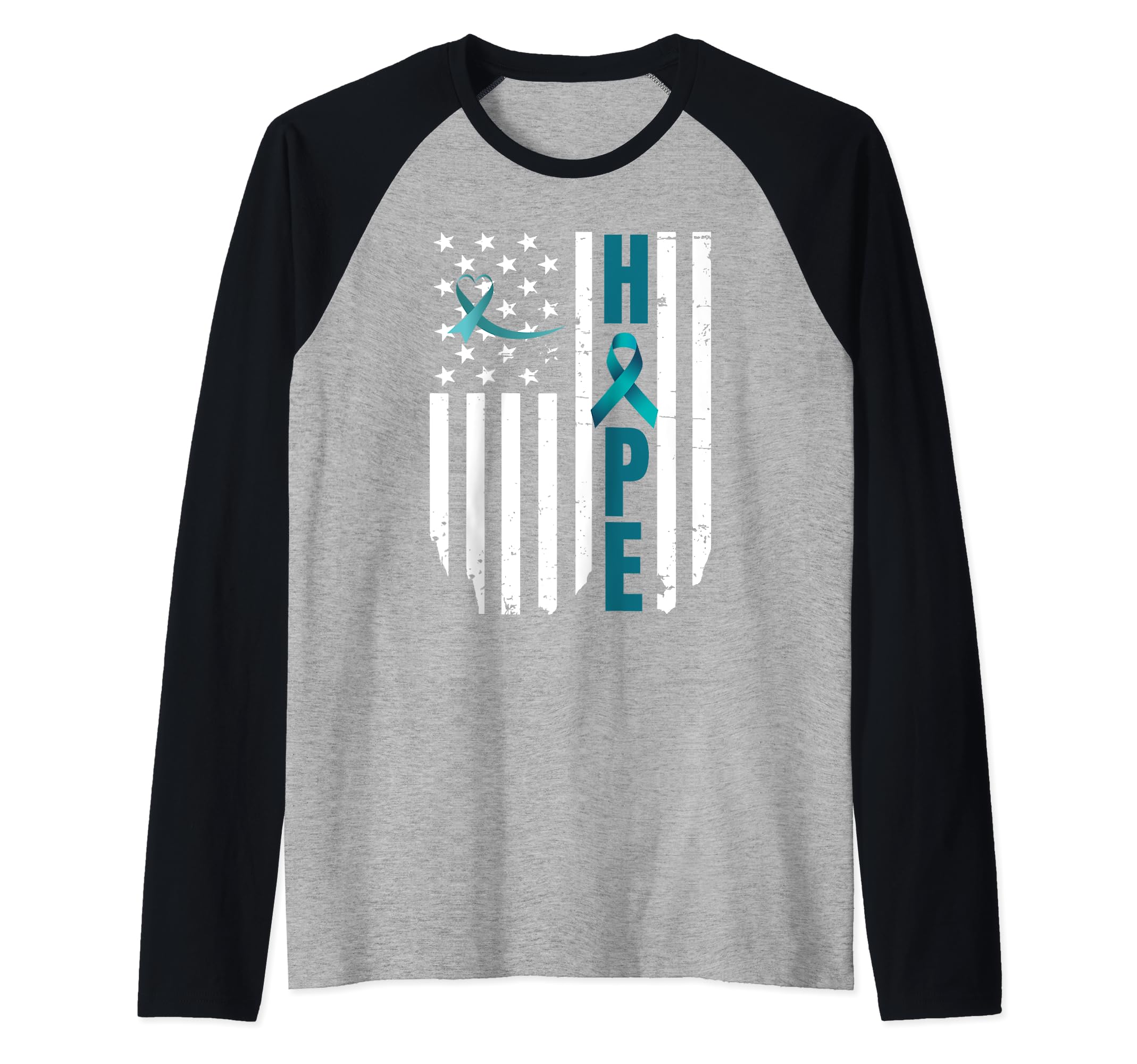 HOPE PCOS Awareness American Flag Raglan Baseball Tee