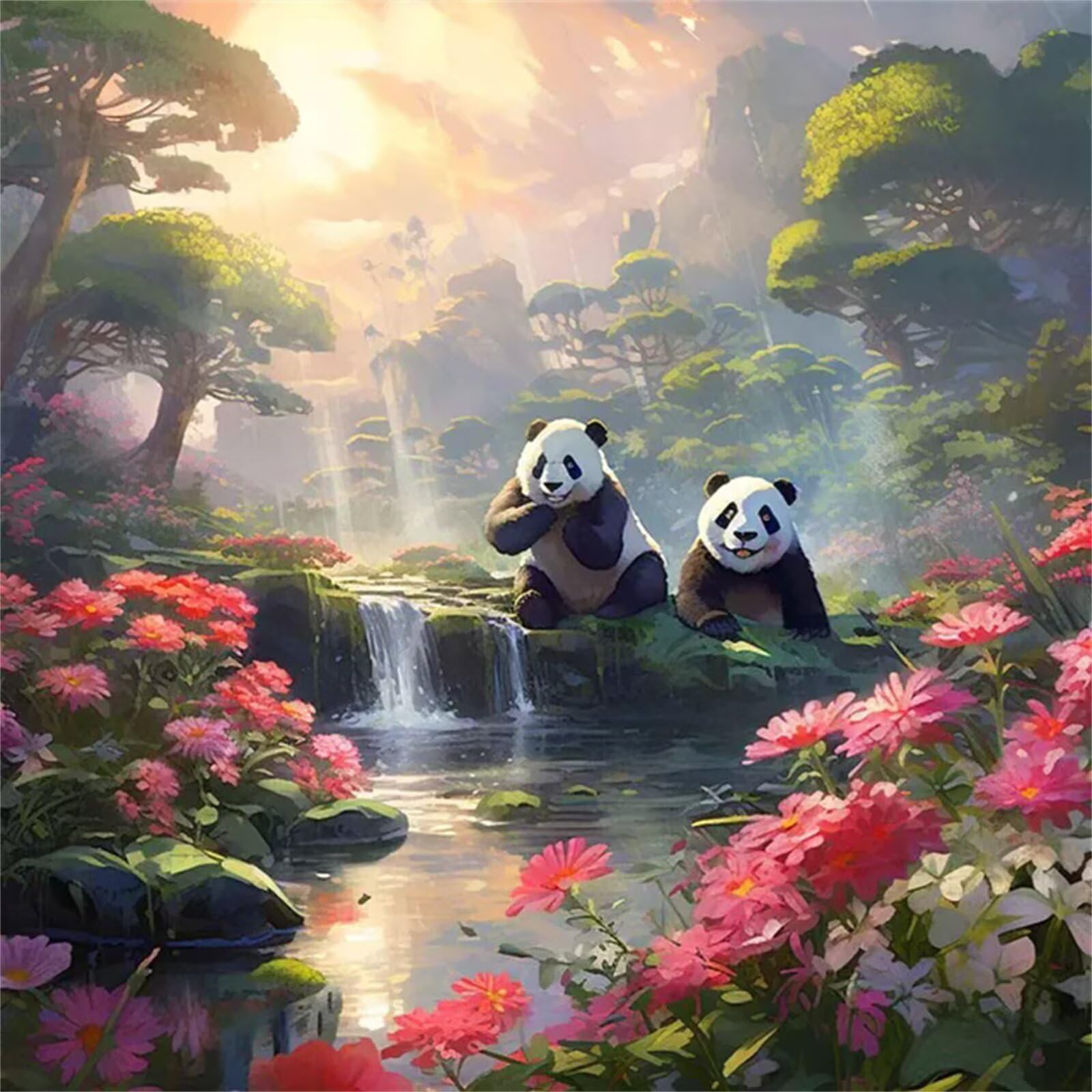 Malowanie po numerach, dżungla panda do malowania po numerach, dla dorosłych, obraz olejny na płótnie, DIY, malowanie według numerów, dla dzieci, z pędzlami i zestawem do malowania akrylowego, obraz