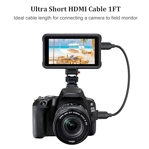 Miniatura 6 de Cable HDMI corto de 1 pie, paquete de 2 unidades, 4K de 1 pie HDMI a HDMI de alta velocidad, cable HDMI 2.0 compatible con 4K 60Hz, 2K, 1080P, HDCP