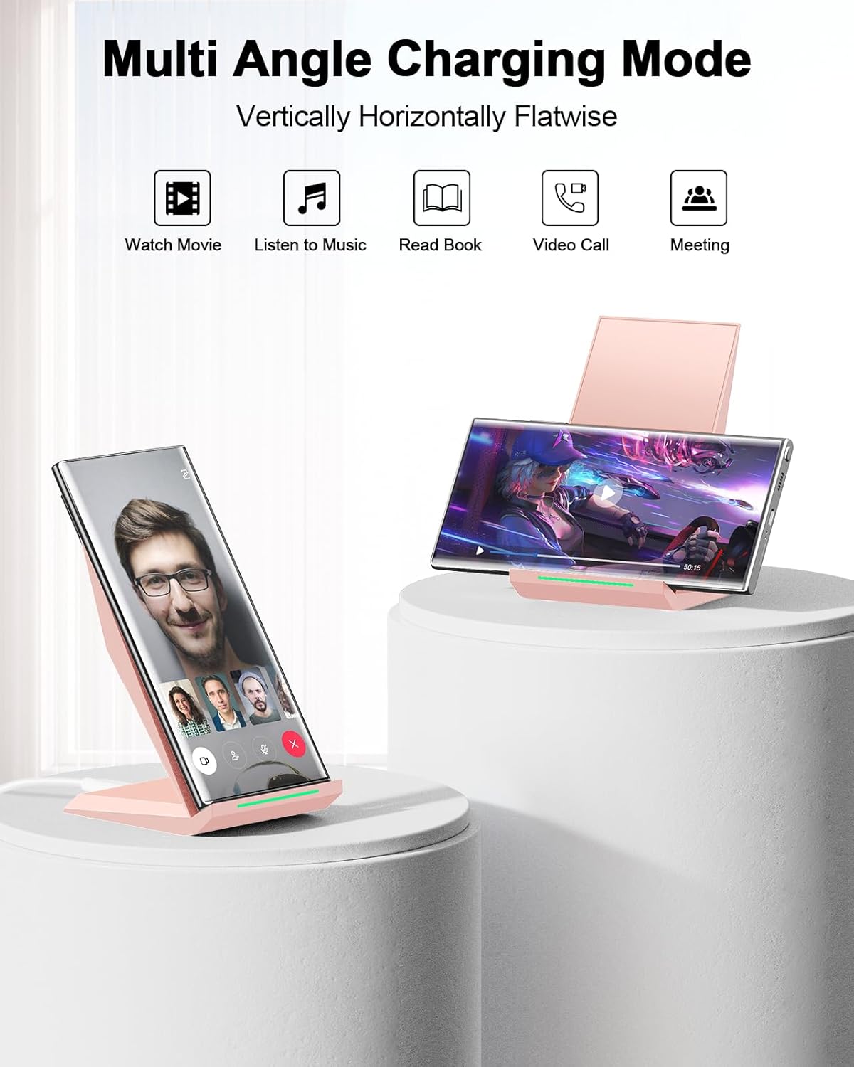NANAMI Wireless Charger - Qi Certified Charging Stand Compatible... Pink - 第 10/35 張圖片