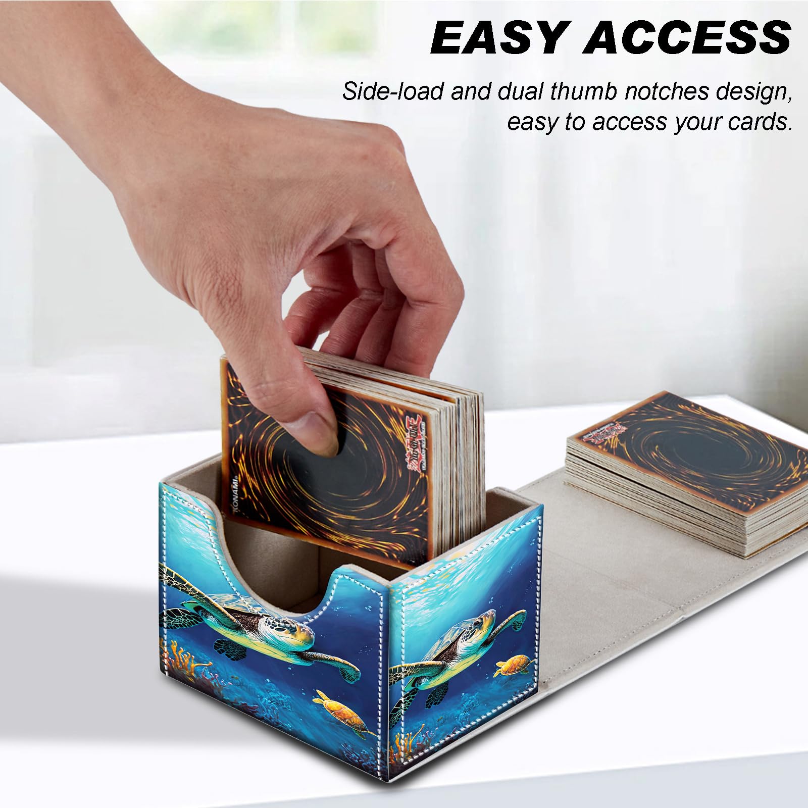 TCGUARD Card Deck Box for MTG Card Storage Box Holds 100 Plus Single Sleeved Cards, Microfiber Lining and Leather Card Box Compatible with Trading Card Games TCG, Yugioh Cards, etc. (Red