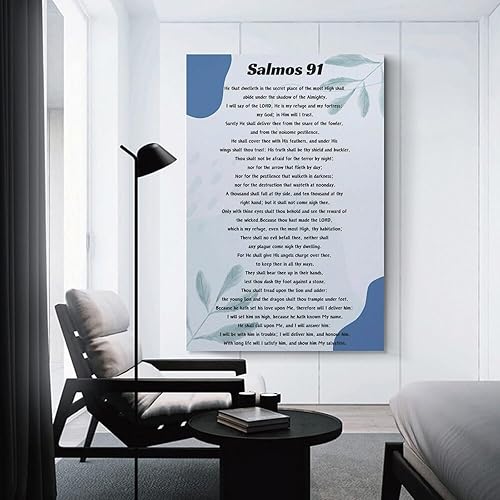 Miniatura 3 de Salmo 91 - Póster artístico con versículo bíblico español Salmo 91 para habitación, estética y decoración, 2 pósteres e impresiones artísticas de