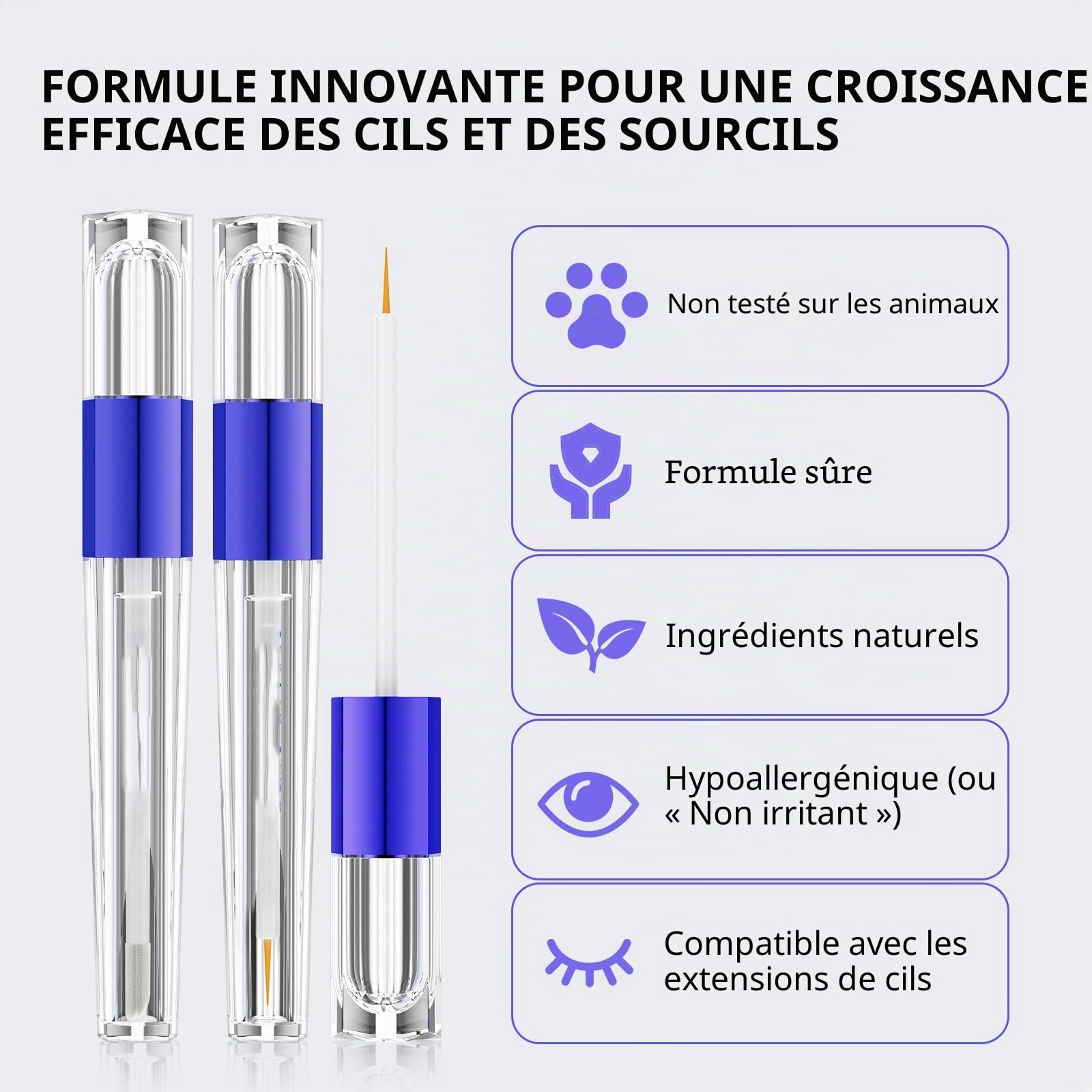 3ml Sérum Cils Croissance + 3ml Sérum Croissance pour Sourcils, SerumPousse, Facile à Appliquer, Fournis & Longs & épais, Hydratant et Soin Nourrissant, Idéal pour un Soin Quotidien