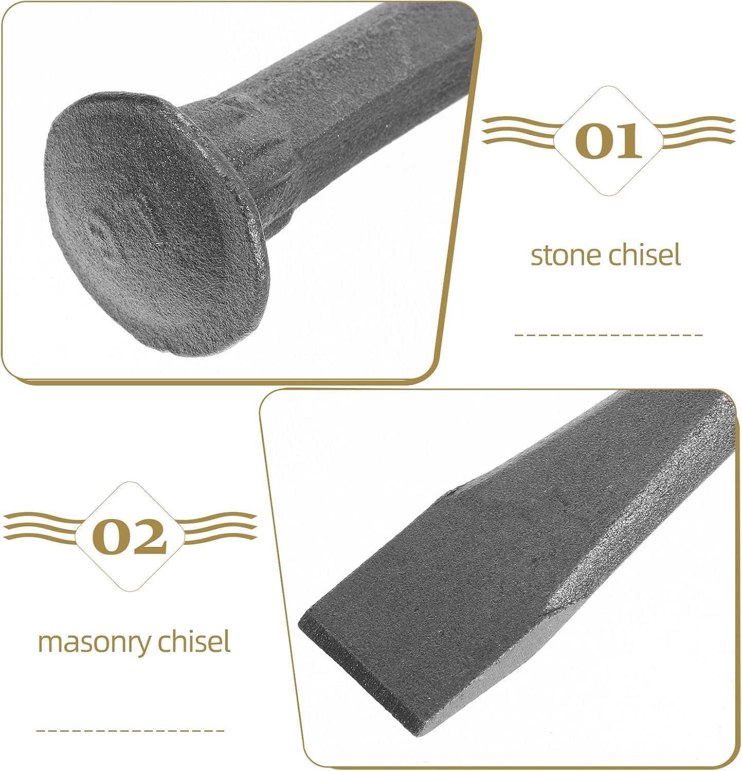 Stone Masonry Chisel Large Head Manual Steel Chisel for Carpenters Woodworking and Concrete Masonry with Sturdy Straight Edge, Portable Hand Tool for Stone Craft and Construction