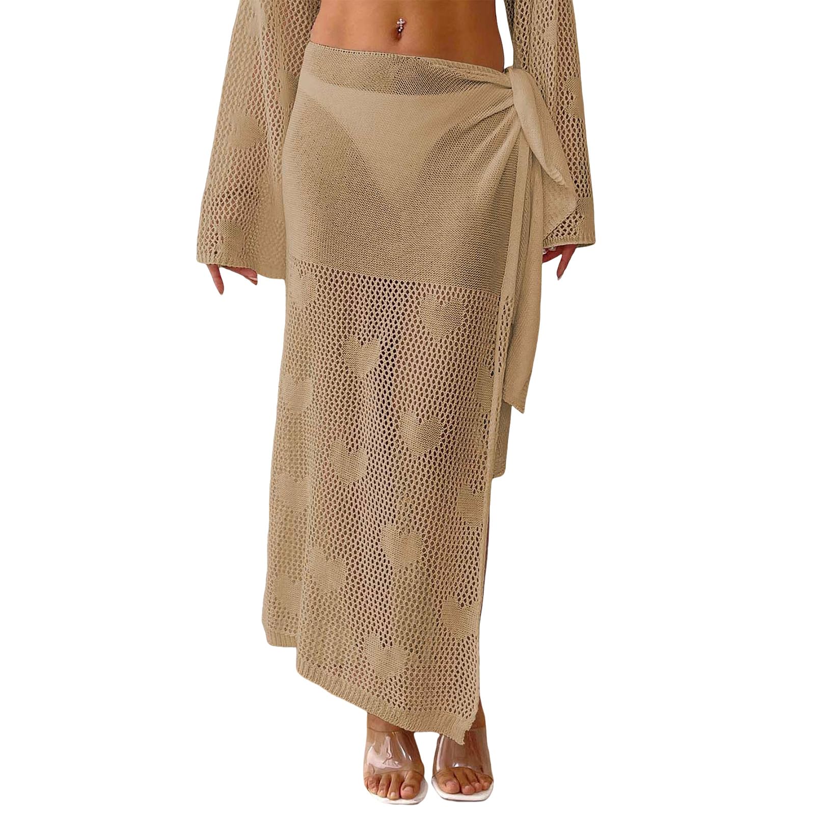 Robe de plage en tricot long maillot de bain crochet portefeuille