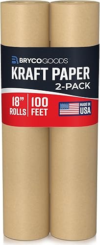 Miniatura 10 de Bryco Goods Rollo de papel kraft – 18 pulgadas x 75 pies (900 pulgadas) – Paquete de 2 – Papel de caballete blanco para dibujar, pintura, artes