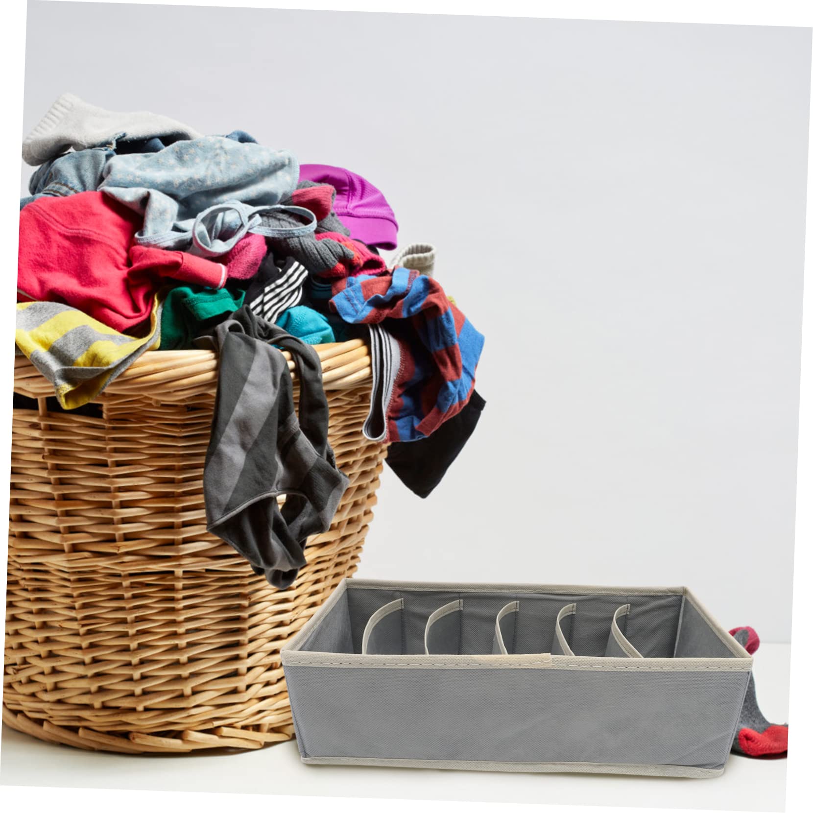 SOLUSTRE Organizzatore per Biancheria Intima 4 Pezzi Non Tessuto 7 Scomparti, Divisori per Cassetti Calze e Reggiseni, Organizer per Armadio Creativo e Pratico