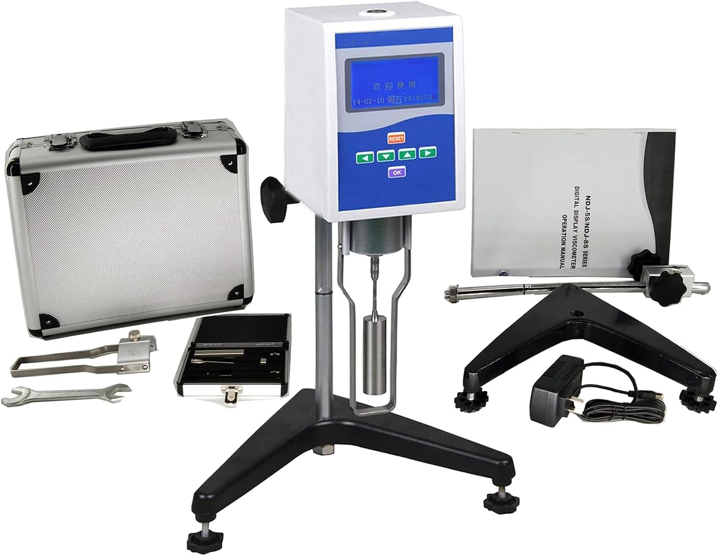 Viscometer Rotary Viscosity Meter with 4 Rotor Digital Display Measurement Range 1 to 1×100000 mPa.s