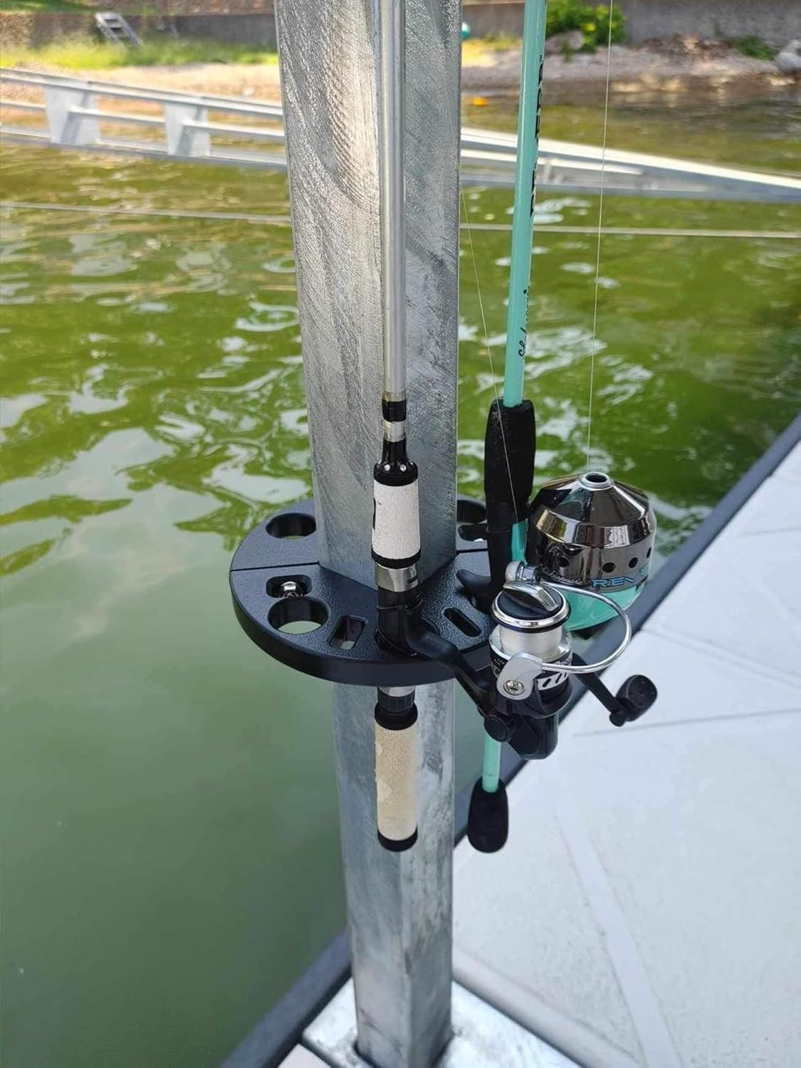 Fishing Rod Storage – No Drill Easy Install, Stores & Organizes up to 6 Rods, Heavy Duty, UV-Resistant, Durable Design, Made in USA– Fits a 3" Square Post