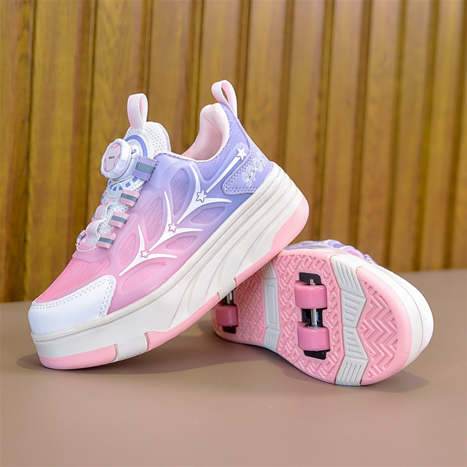 Schuhe mit Rollen für Kinder 2-in-1 Rollschuhe für Jungen Mädchen, Turnschuhe mit 4 versenkbaren Rollen, verstellbare Outdoor-Skate- und Sneakerschuhe