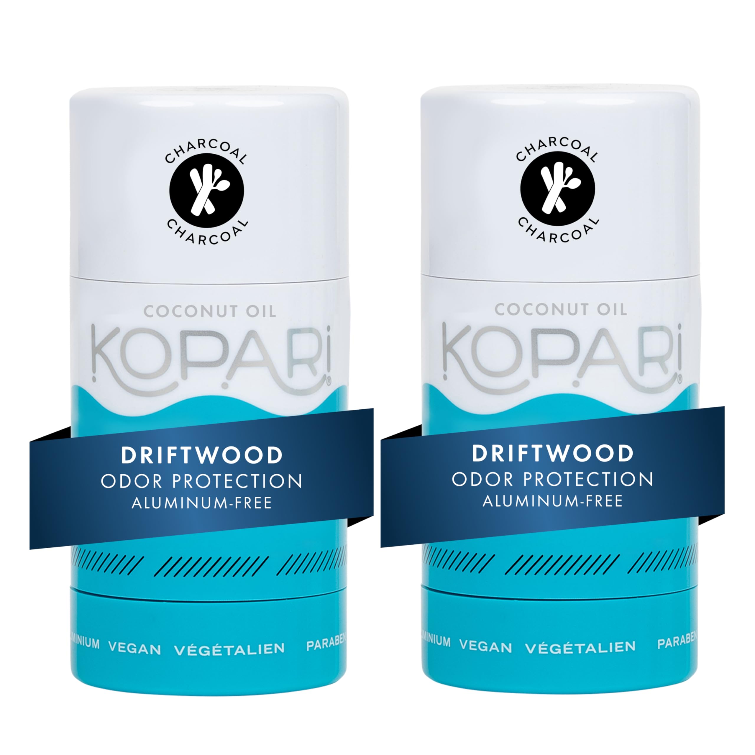 Kopari Aluminum Free Deodorant with Organic Coconut Oil | Charcoal 2 Pack | Vegan, Gluten Free, Cruelty Free, Non-Toxic, Paraben Free, Deodorant for Men & Women, Odor Protection, Naturally Derived