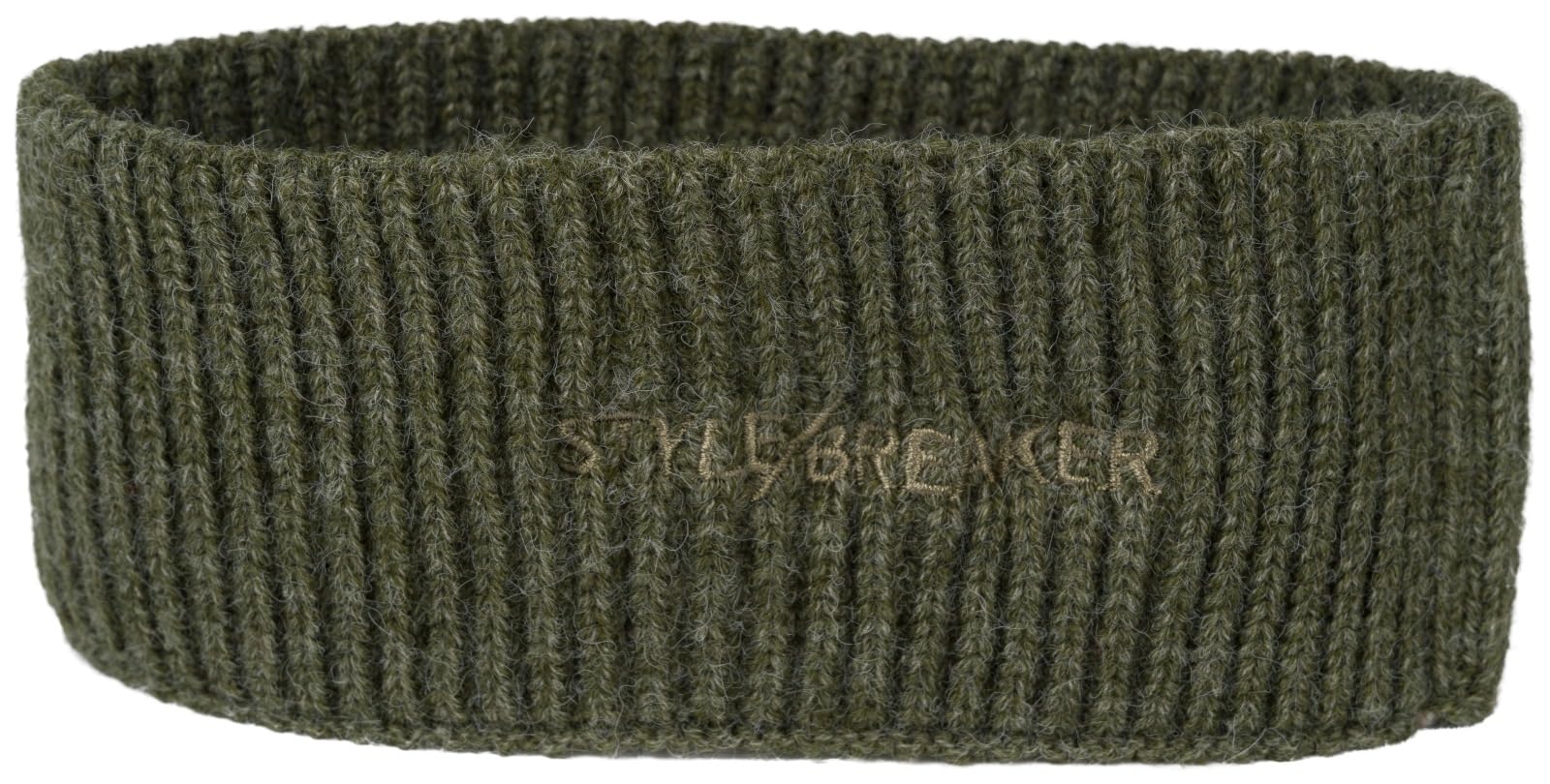 styleBREAKER Women's Knitted Headband with Ribbed Pattern, Logo Embroidery, Warm Winter Hairband, Headband 04026068, Colour:Olive