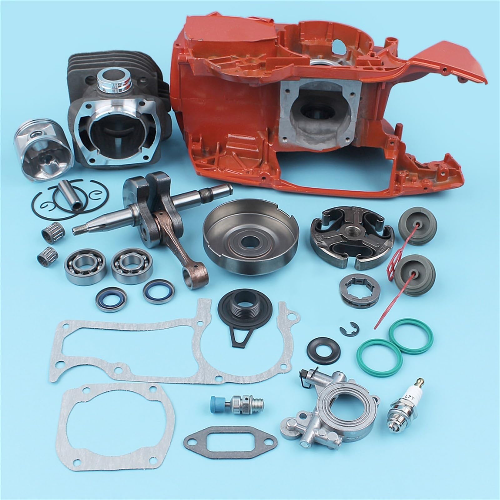 Kit de cilindro de 50mm de tambor de embrague de cigüeñal, for Husqvarna, 362 365 371 372, tapa de bomba de aceite de motosierra, piñón de rodamiento de sello Kit de sellos de cojinetes