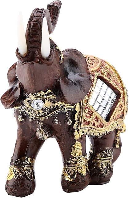 Elephant Statue, Feng Shui Resin Elephant Ornament Lucky Wealth Figurine for Home Office Decoration Birthday House Warming Gift(M)