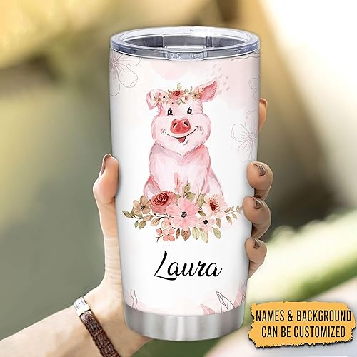 Vista 13 de Hyturle - Vaso de jirafa personalizado con aislamiento de acero inoxidable de 20 onzas, 30 onzas, taza de viaje para café, taza con tapa, regalos