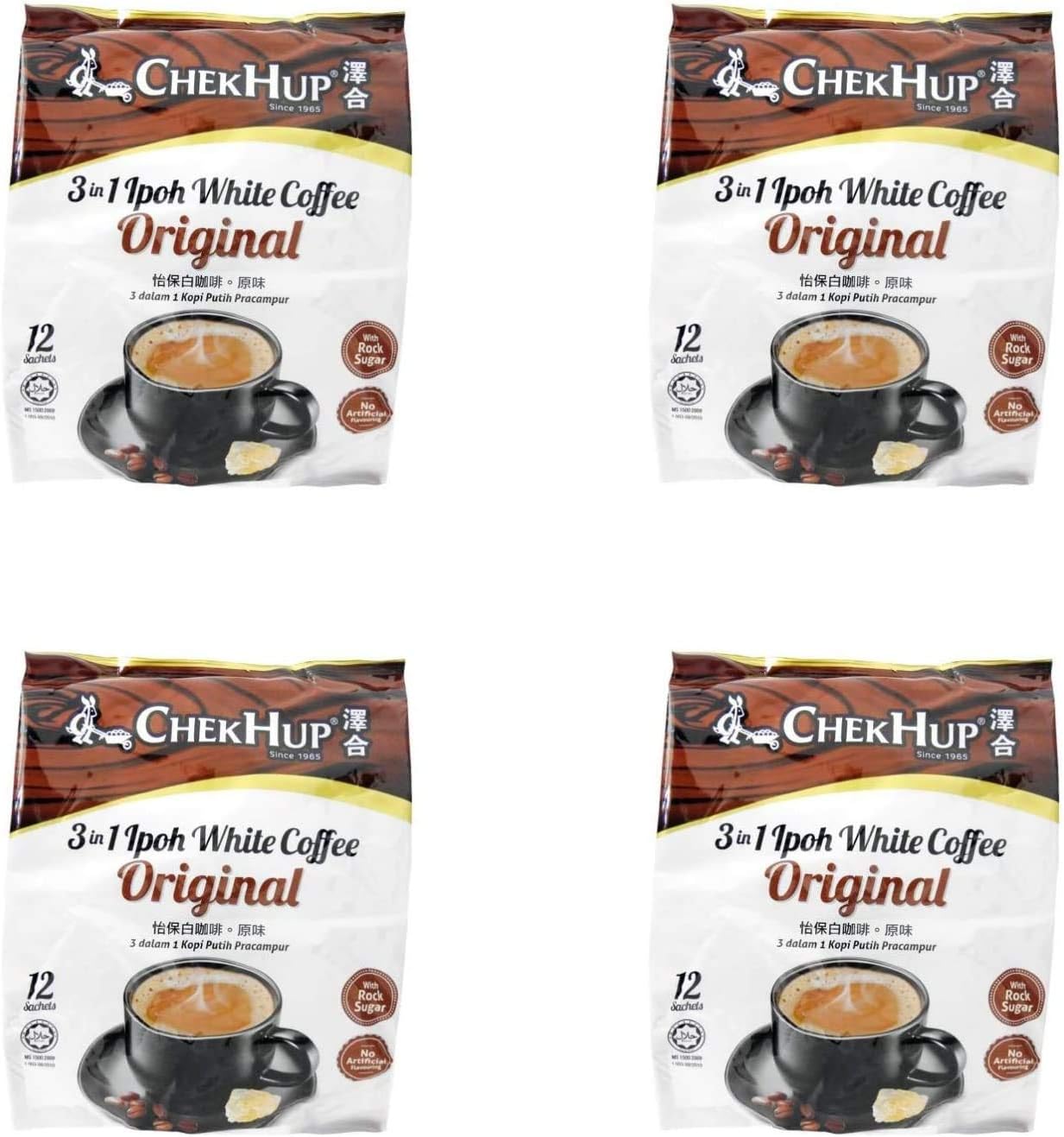 4 Pack Chek Hup 3 in 1 Ipoh White Coffee - Original Imported from Malaysia (4x12 sachets)