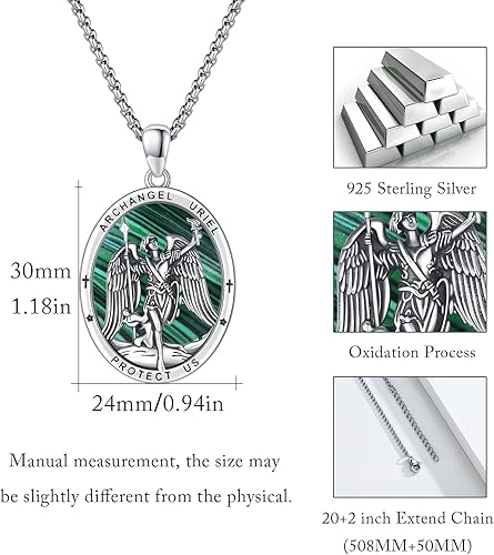 Vista 631 de Collar con colgante de plata de ley 925 con medalla de San Patrón, joyería religiosa para hombres y mujeres, con cadena de acero inoxidable 316L