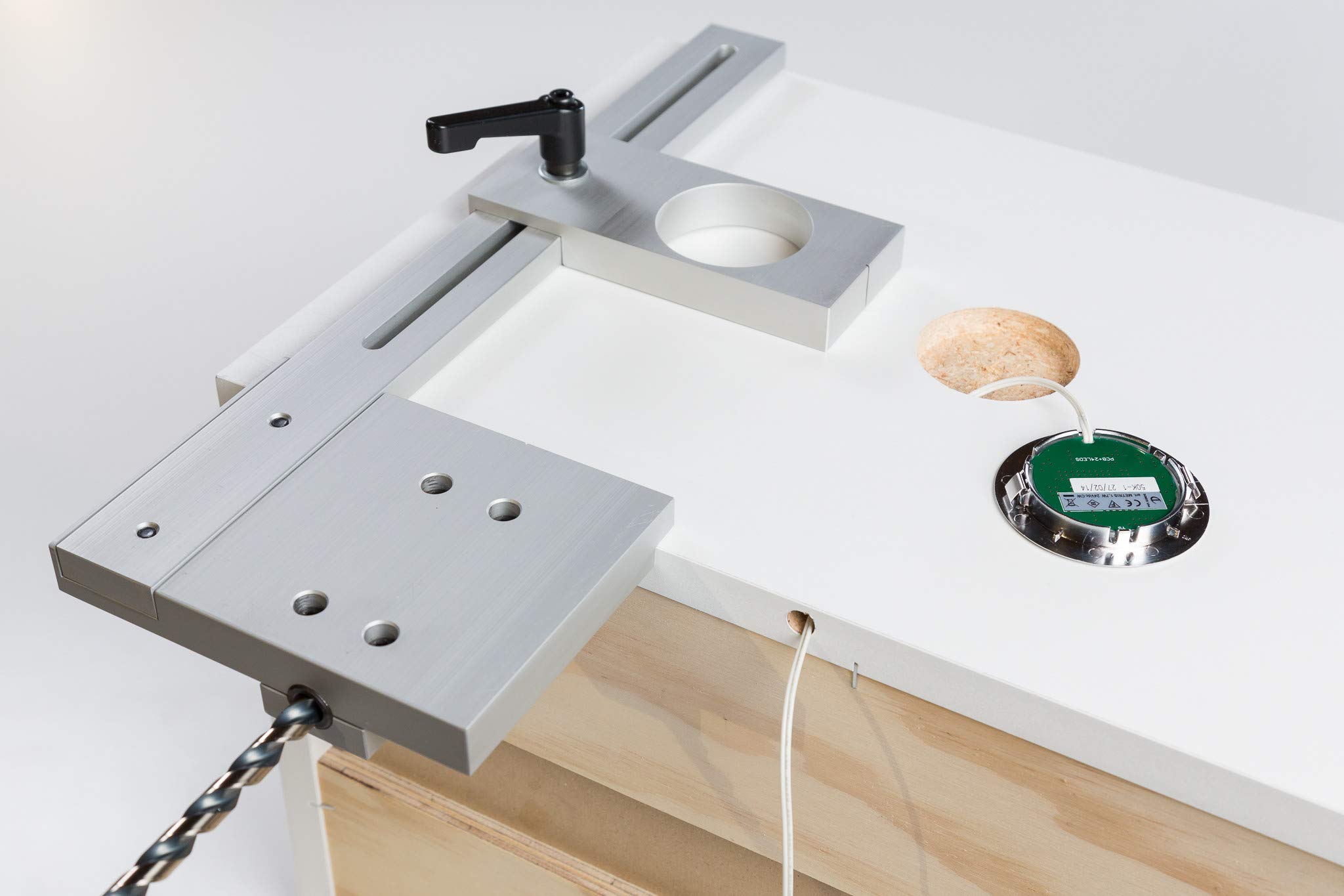 Cabinet Light Jig 2-1/4? Forstner Bit Only with Case - for LED Puck and Strips - Made in USA - True Position Tools