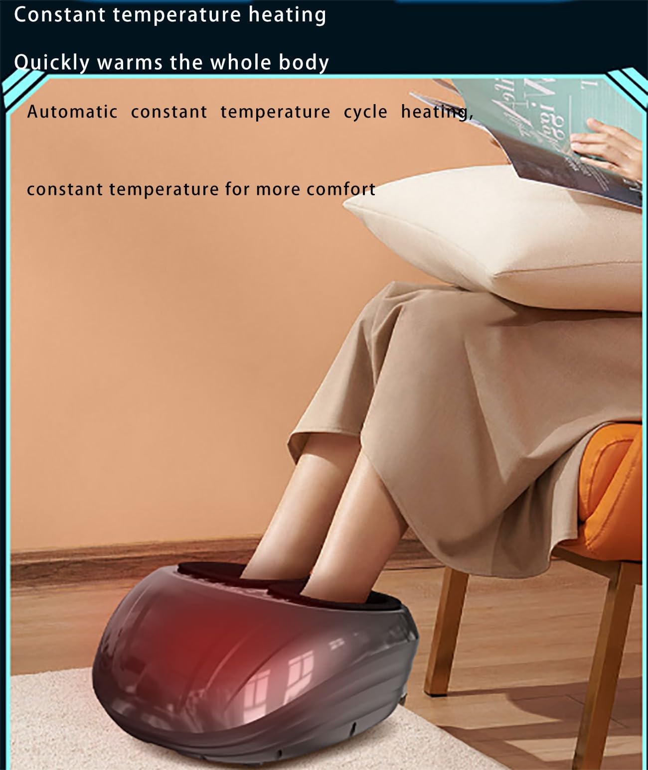 Ogrzewany masażer stóp i łydki; masażer do stóp shiatsu; przenośny masażer stóp; elektryczny masażer do stóp; masażer kompresyjny; elektryczny masażer do stóp z funkcją ogrzewania B, 36 x 22 x 39,5 cm