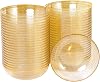 bUCLA 50Pack Gold Glitter Plastic Bowls - 10oz Disposable Crystal SalsaDessert Bowls for Wedding & Party