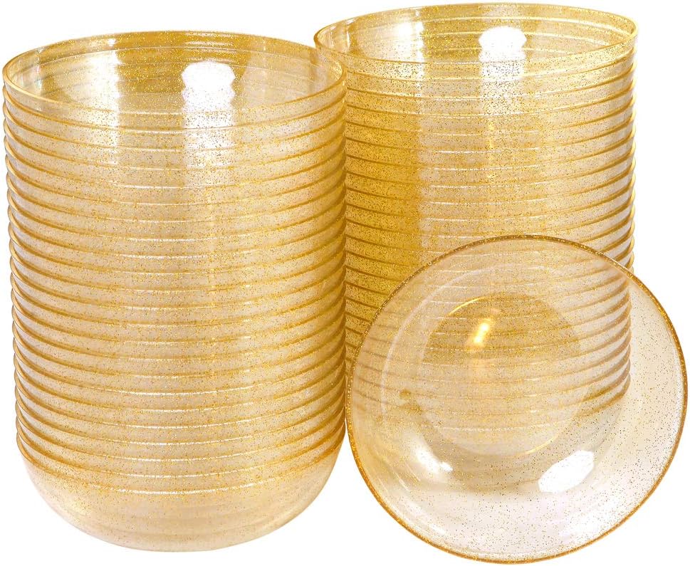 Gold Glitter Plastic Bowls