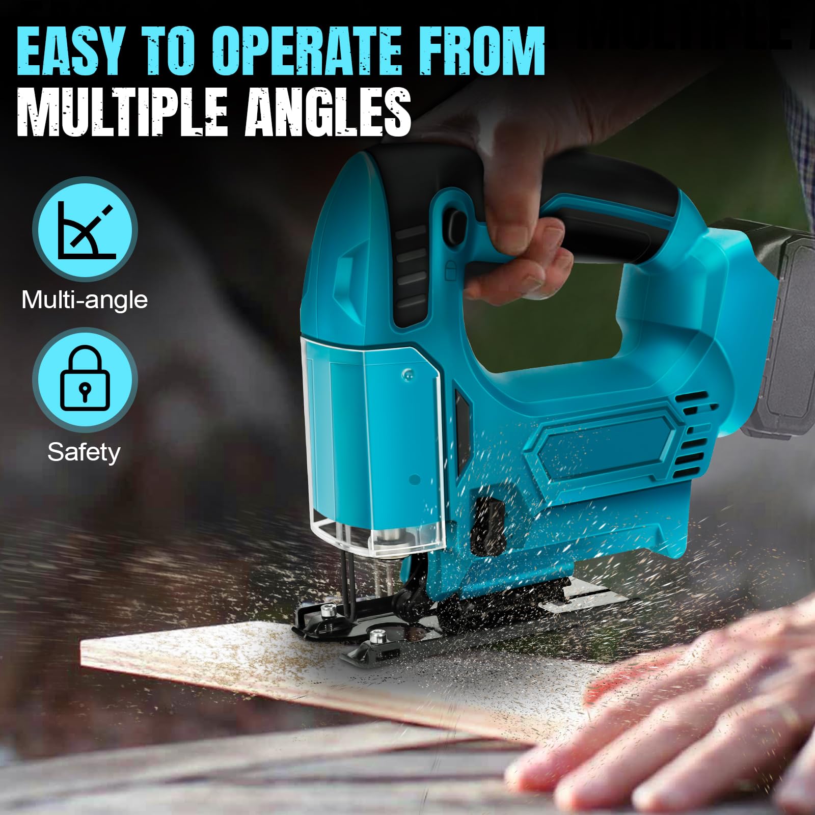 WingFly Seghetto Alternativo a Batteria per Makita 18V, Seghetto Alternativo Elettrico 2700 SPM con 10 Lame, Velocità variabile, Angolo Inclinato 0°-45° per Legno Plastica Metallo