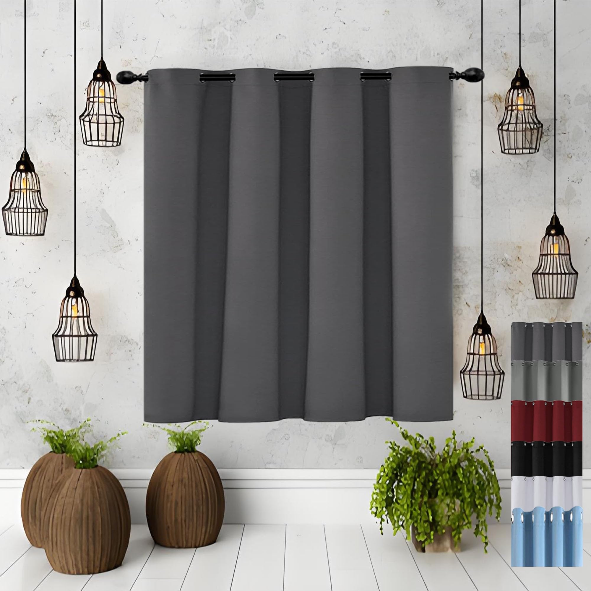 Thermovorhang Kälteschutz 230 x 95 cm Blickdicht Abdunkelnd Luftig Fadenvorhang mit Stangendurchzug Hochwertige Materialqualität, Dunkelgrau