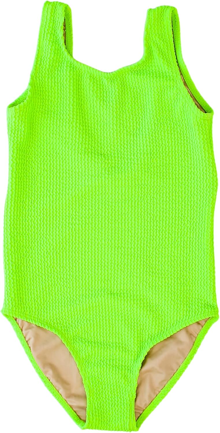 Portakal Girls Bathing Suit Quick Dry One Piece Swimsuit Athletic Swim Suit for Kids