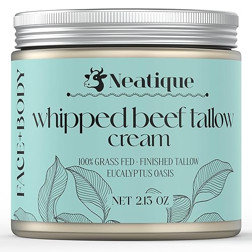 Sarga de carne 100% alimentada con pasto para el cuidado de la piel, cara y cuerpo, hidratante batida para la piel, con cera de abeja orgánica y