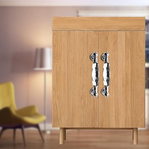 Miniatura 6 de Biaungdo 2 manijas de cristal de 3.75 pulgadas de centro a centro, manijas de gabinete de vidrio, manijas transparentes para pomo de metal moderno