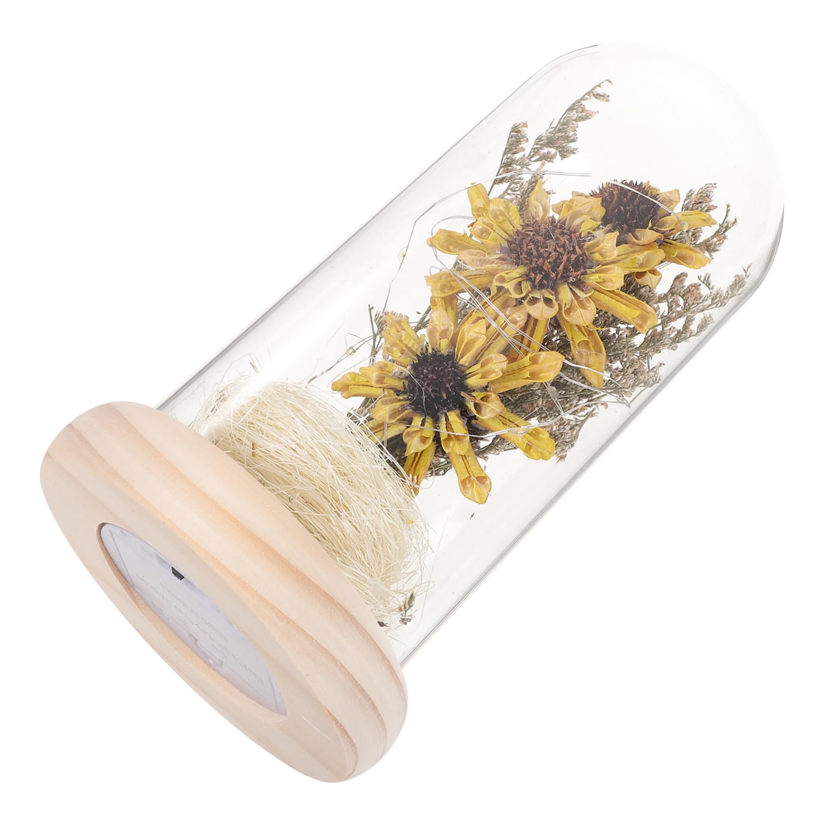 HOLIDYOYO LED Mini Flower Dome Lamp Decorative Sunflower Night Light with Glass Cover for Tabletop Decor for Weddings Parties Home Decoration Yellow