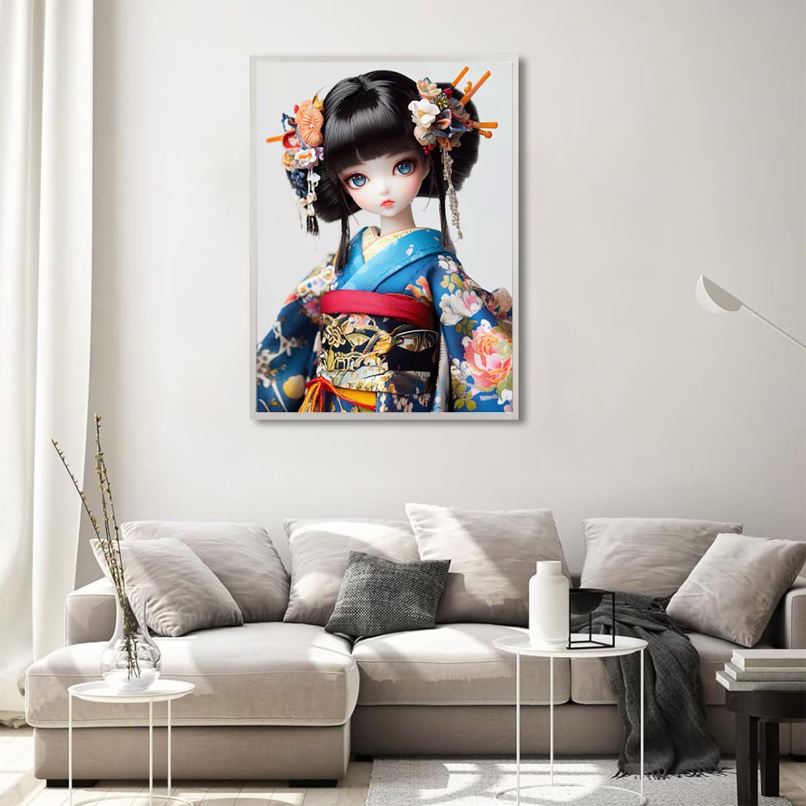 Diamond Painting Erwachsene Japan 5D Diamond Painting Frau DIY Set Erwachsene Anfänger, Vollbohrer Diamanten Malerei Stickerei Kreuzstich Bastelset für Zimmer Wand Deko Schlafzimmer 60x80cm, Model689