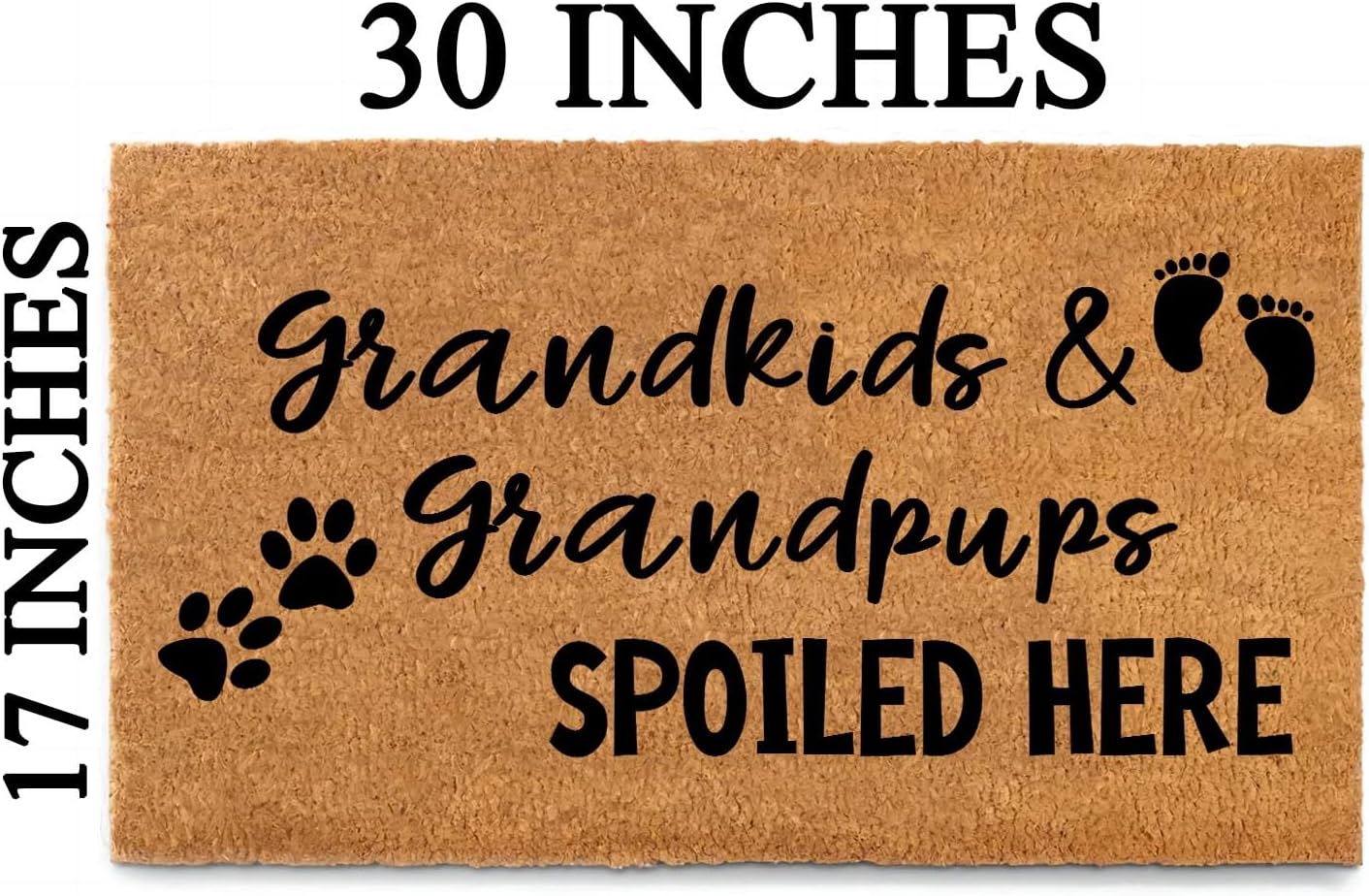 Funny Coir Doormat Grandkids And Grandpups Spoiled Here Dog Lover Welcome Front Porch Decor Mat For The Entrance Way Rugs with Heavy-Duty Backing Non Slip Outdoor Coconut Coir Doormats 30x18 inch
