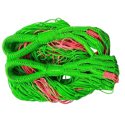 CRM TRADERS Handcrafted Nylon Rope Swing Hammock Garden Net Mesh Bed for Camping & Activities (Green&Red)