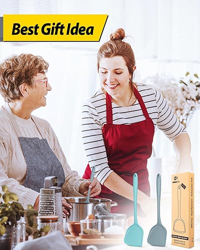 Miniatura 7 de Paquete de 2 espátulas de silicona para wok, antiadherentes, resistentes al calor, fáciles de limpiar y aptas para lavavajillas, utensilios de